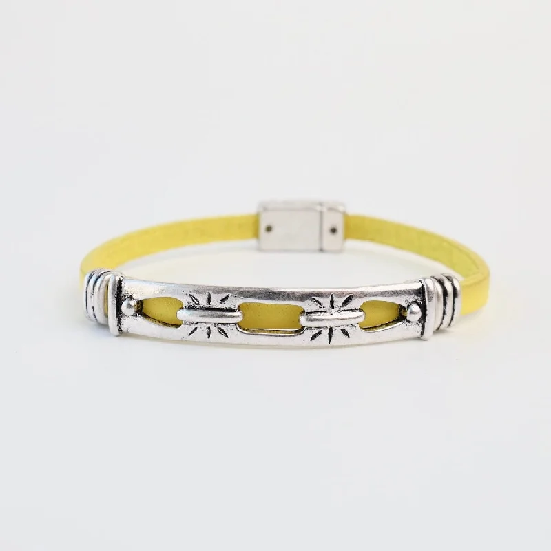 Ladies bracelets size guide-Antique Silver Yellow Bracelet