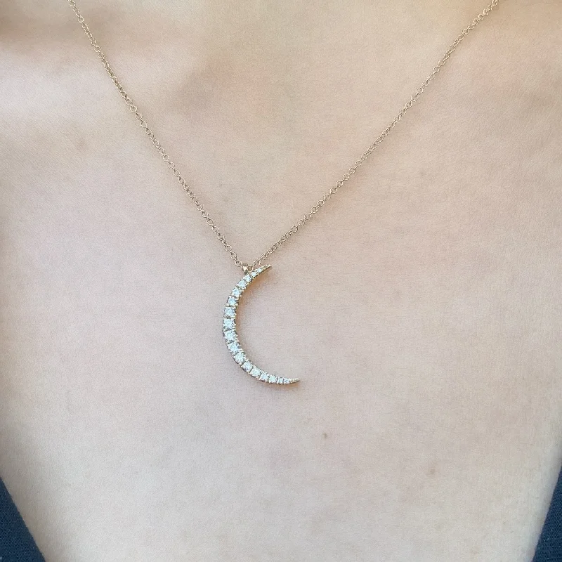 Diamond Crescent Pendant Necklace