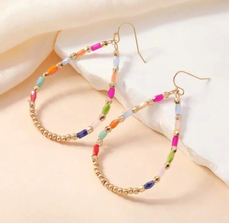 Ladies rings engraved names-Beautiful Multicolor Teardrop Earrings