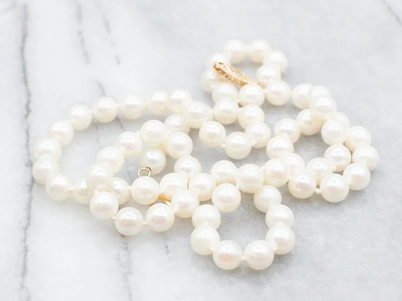 Saltwater Pearl Beaded Necklace with Gold Filigree Clasp