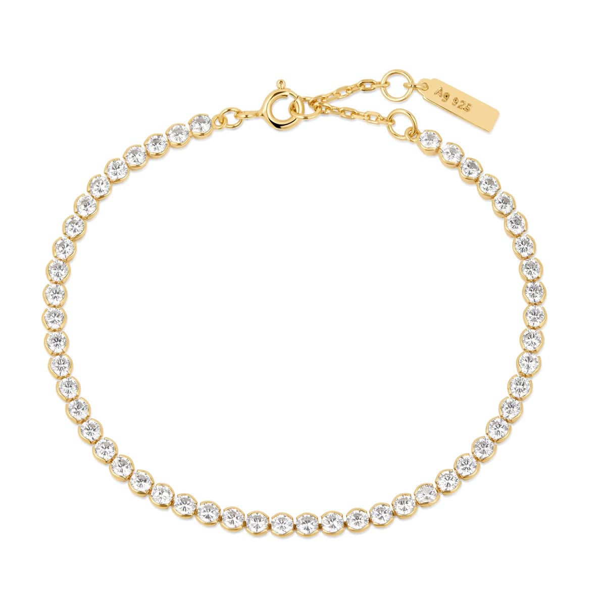 Ladies bracelets elegant looks-Gold Row Bezel Set Bracelet