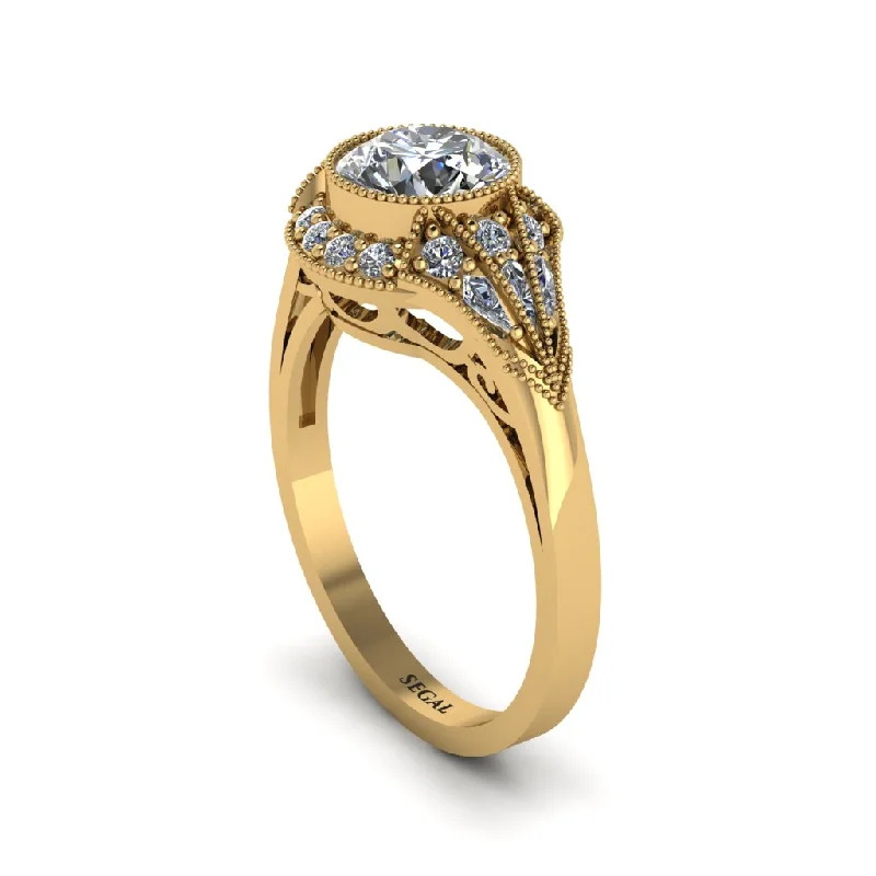 Ladies engagement rings discount deals-Diamond Vintage-Inspired Besel Engagement Ring - Makenzie No. 1