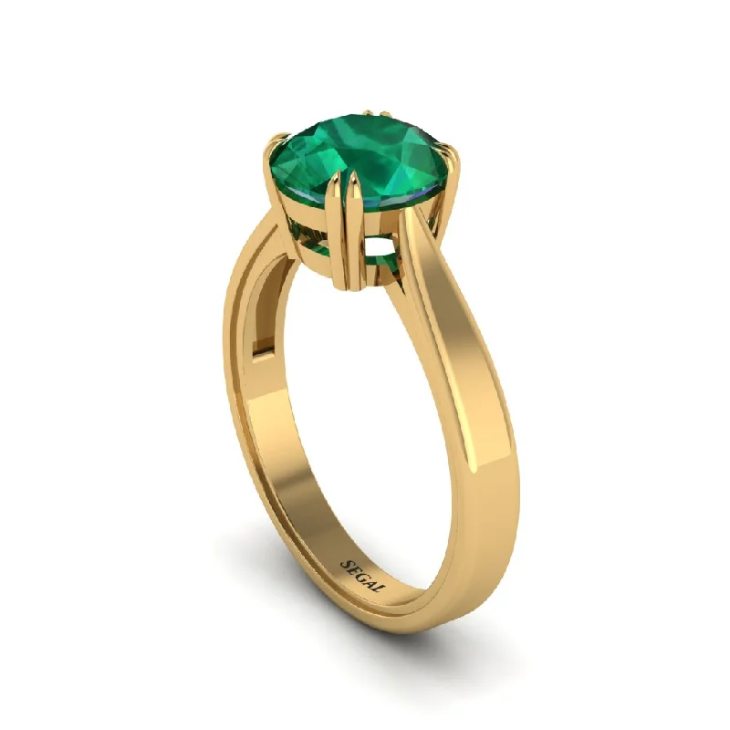 Ladies engagement rings vintage-inspired-Emerald 14K Gold Solitaire Engagement Ring - Allie No. 4