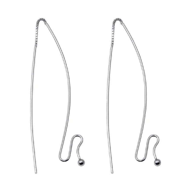 Ladies rings index finger-Silver 925 Rhodium Plated Dangling Wire Hanging Ball Hook Earrings - DSE00053