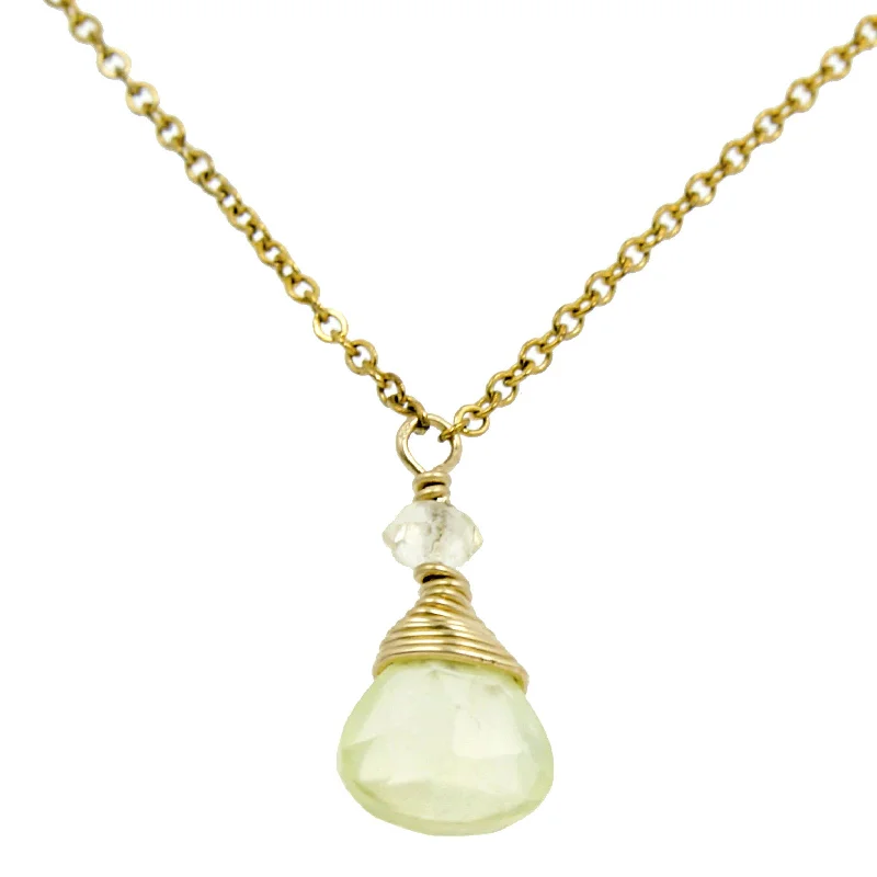 Yellow Prenite One Drop Necklace