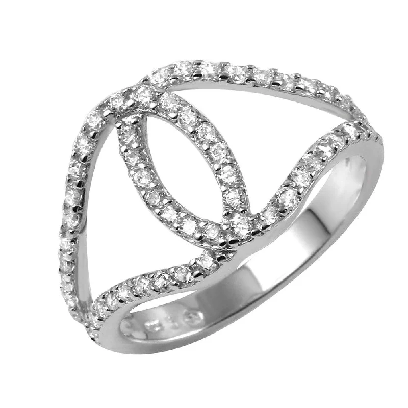 Ladies rings sentimental value-Silver 925 Rhodium Plated Open Entangling Hoop Ring - BGR00975