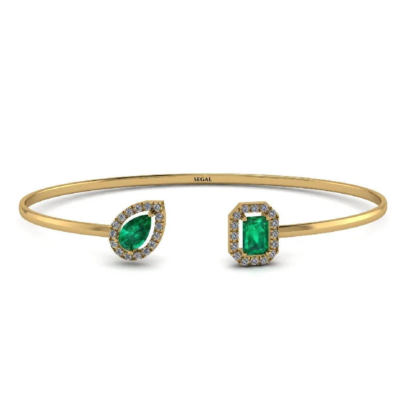 Ladies bracelets budget picks-Geometric Pearl And Emerald Emerald Bracelet - Catherine No. 4