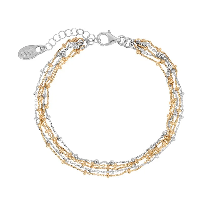 Ladies bracelets collectible items-Sterling Silver & Yellow Gold Plated Duet Bracelet