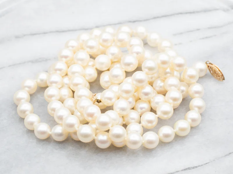 Long Saltwater Pearl Beaded Necklace