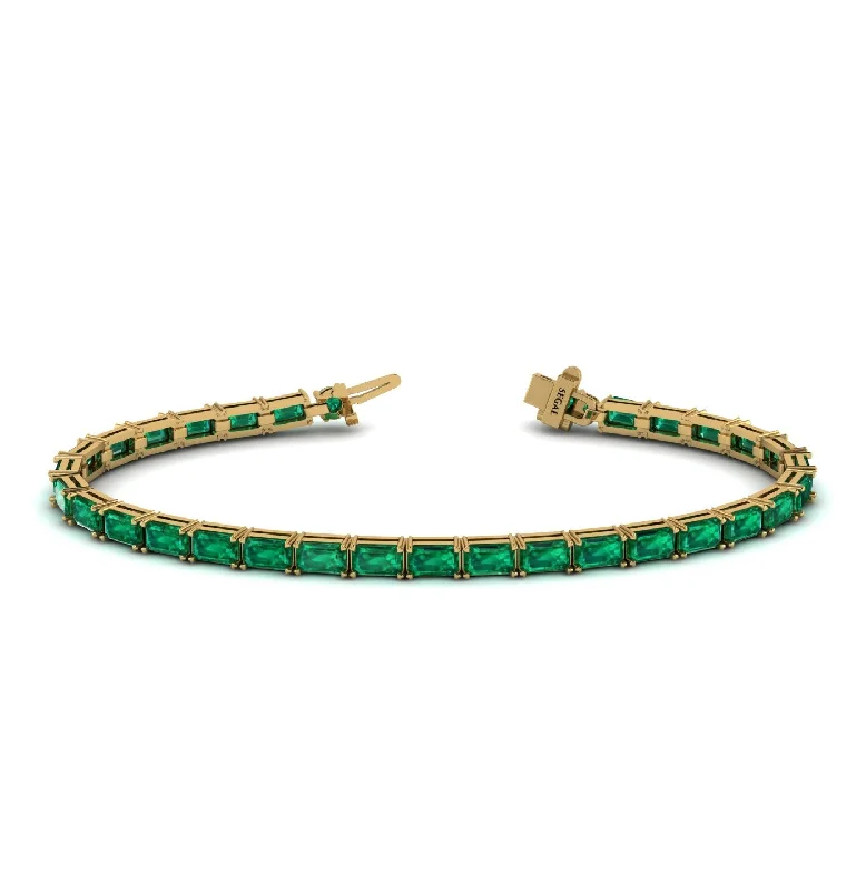 Ladies bracelets synthetic jewels-Emerald Cut Emerald Tennis Bracelet - Rachel No. 4