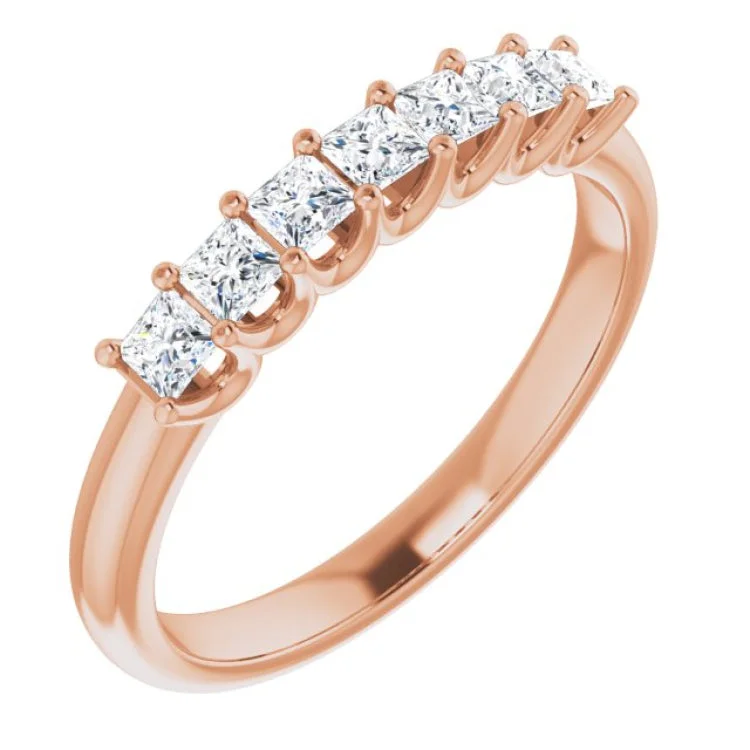 Ladies rings open patterns-14K Rose 1/2 CTW Natural Diamond Anniversary Band