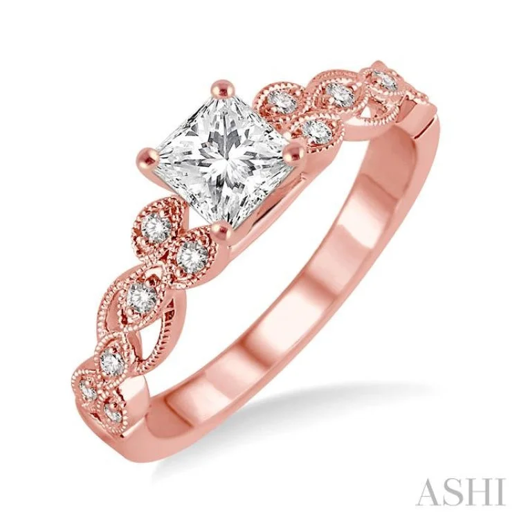 Ladies engagement rings store locations-1/10 Ctw Diamond Semi-mount Engagement Ring in 14K Rose Gold