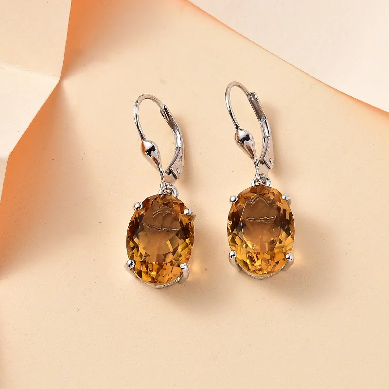 Ladies rings designer brands-Leverback Citrine Earrings