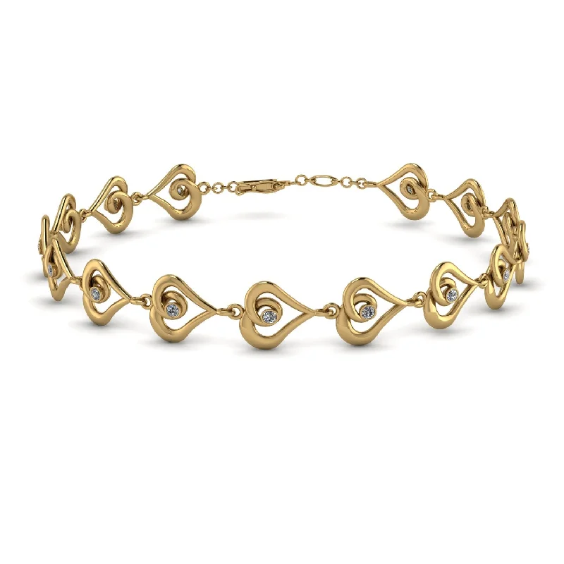 Ladies bracelets birthday surprises-Heart Diamond Bracelet - Martha No. 1