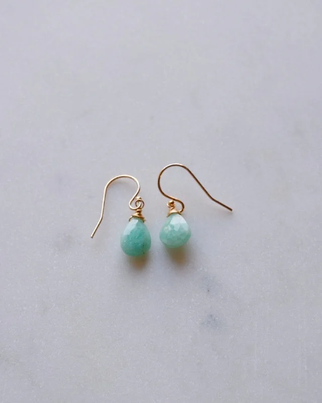 Ladies rings pinky styles-Amazonite drop earrings