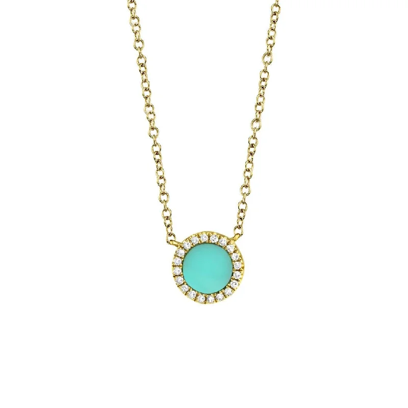 Turquoise & Diamond Pendant Necklace