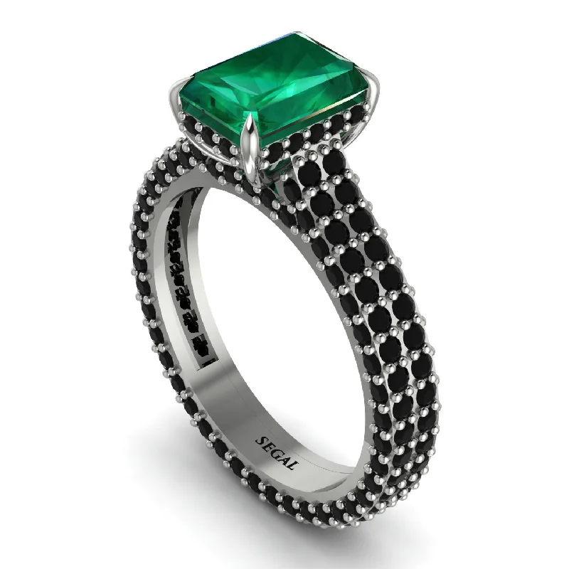 Ladies engagement rings price options-Radiant Cut Emerald Pave Engagement Ring - Kenzie No. 36