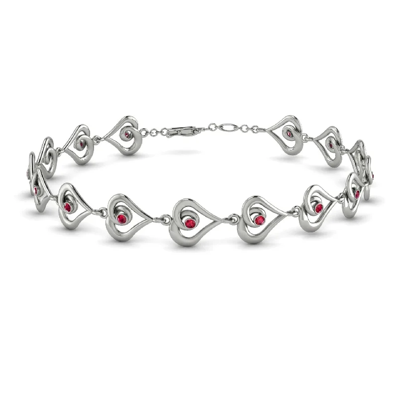 Ladies bracelets engagement gifts-Heart Ruby Bracelet - Martha No. 12