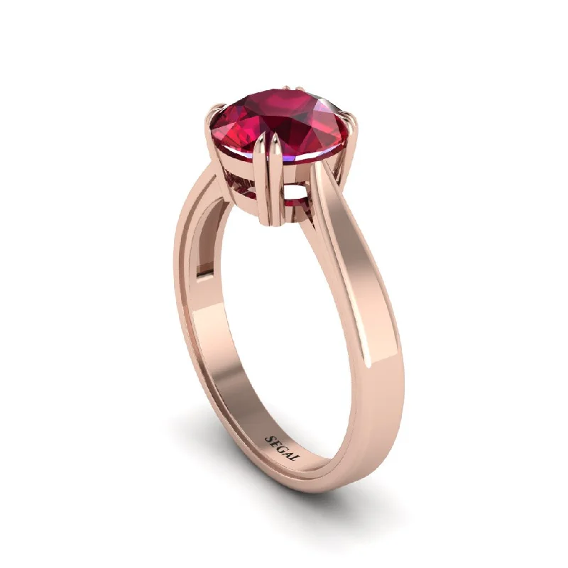 Ladies engagement rings celebrity styles-Ruby 14K Gold Solitaire Engagement Ring - Allie No. 11