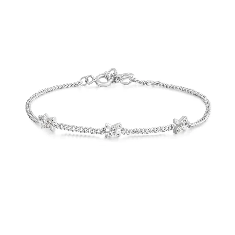 Ladies bracelets proposal surprises-Silver Cross Station Bracelet