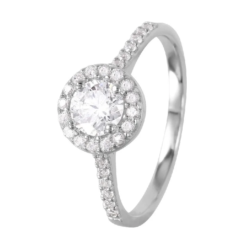 Ladies rings subtle luxury-Silver 925 Rhodium Plated Round CZ Ring - GMR00050