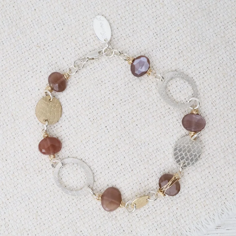 Ladies bracelets boho vibes-Chocolate Moonstone Link Bracelet