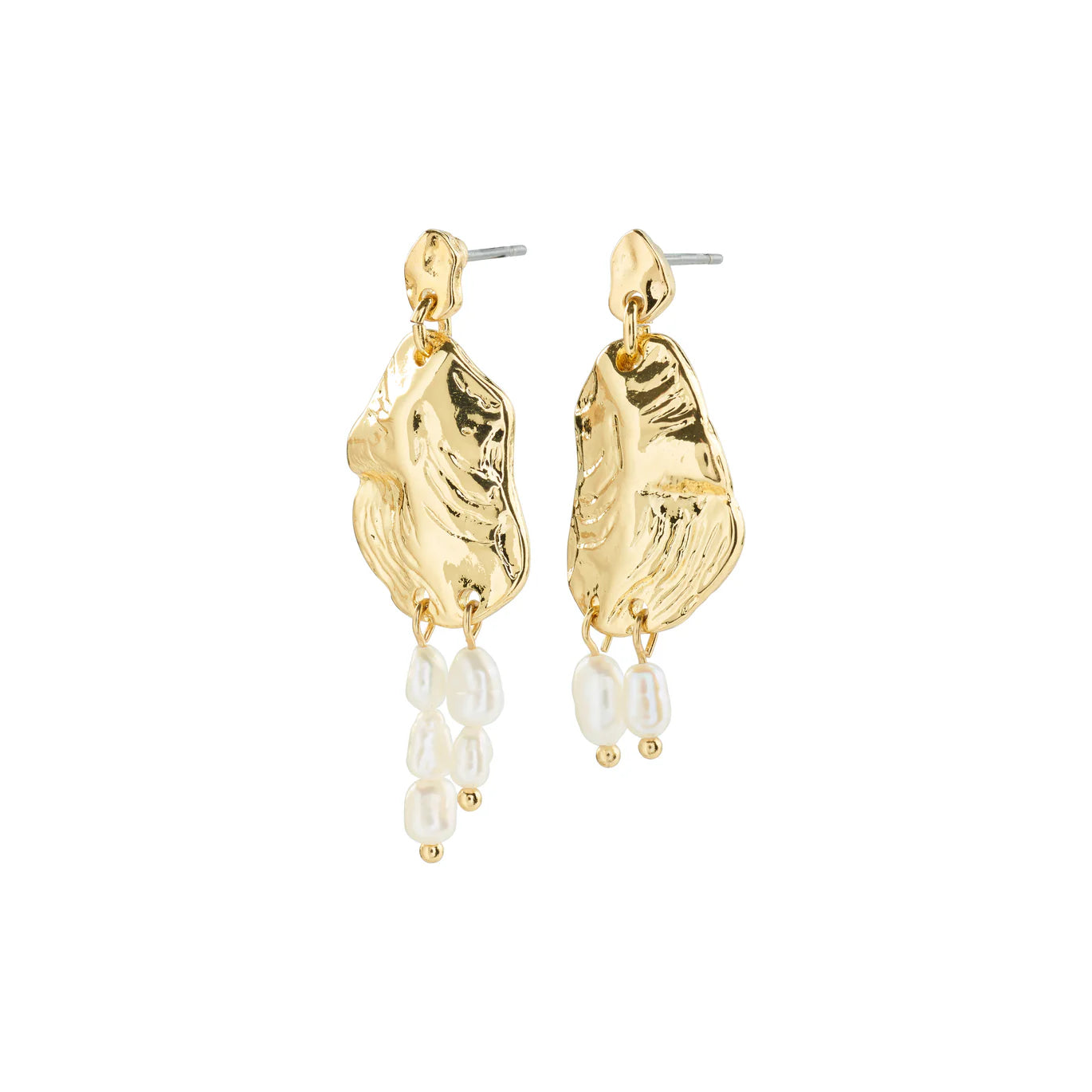 Ladies rings Christmas designs-Bloom Gold Plated Pearl Earrings