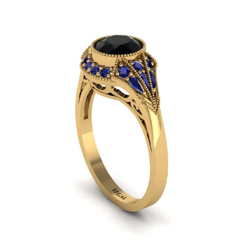 Ladies engagement rings financing options-Sapphire Vintage-Inspired Besel Engagement Ring - Makenzie No. 67