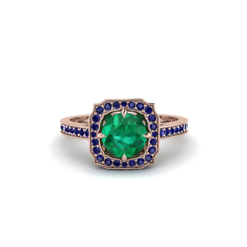 Ladies engagement rings price options-Emerald Cathedral Halo Engagement Ring - Luciana No. 65