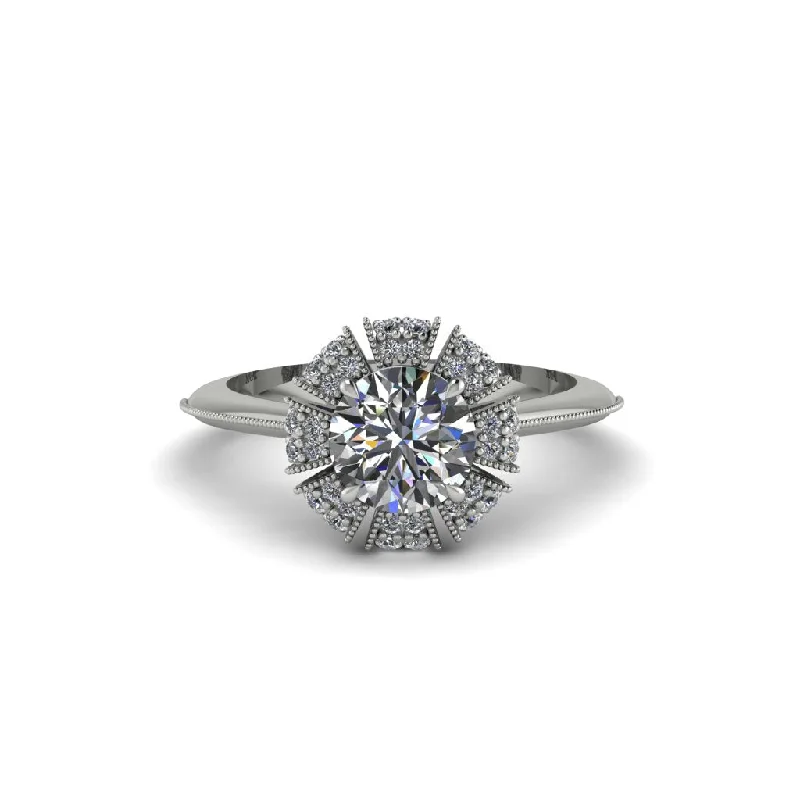 Ladies engagement rings worldwide appeal-Diamond Crown Halo Engagement Ring - Annie No. 3