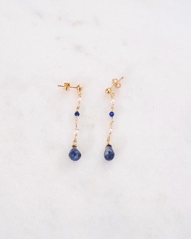 Ladies rings Asian designs-Lapis lazuli Bohemian Earrings