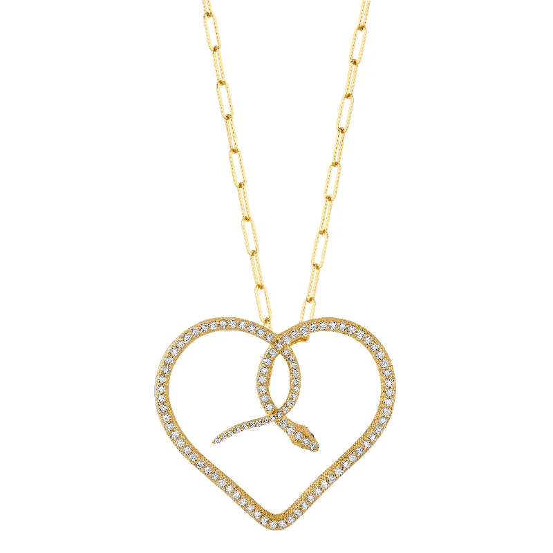 Diamond Snake Heart Necklace