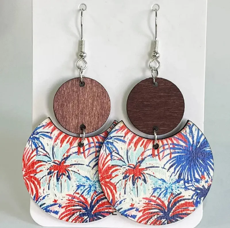 Ladies rings holiday gifts-Beautiful Wooden Firework Earrings