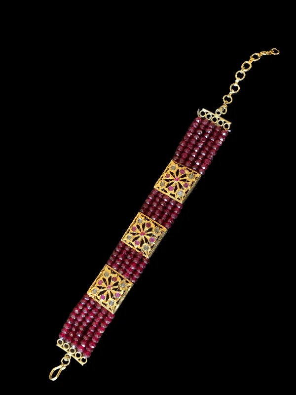 Ladies bracelets Mother’s Day-B75 ruby gold plated bracelet ( SHIPS IN 4 WEEKS )