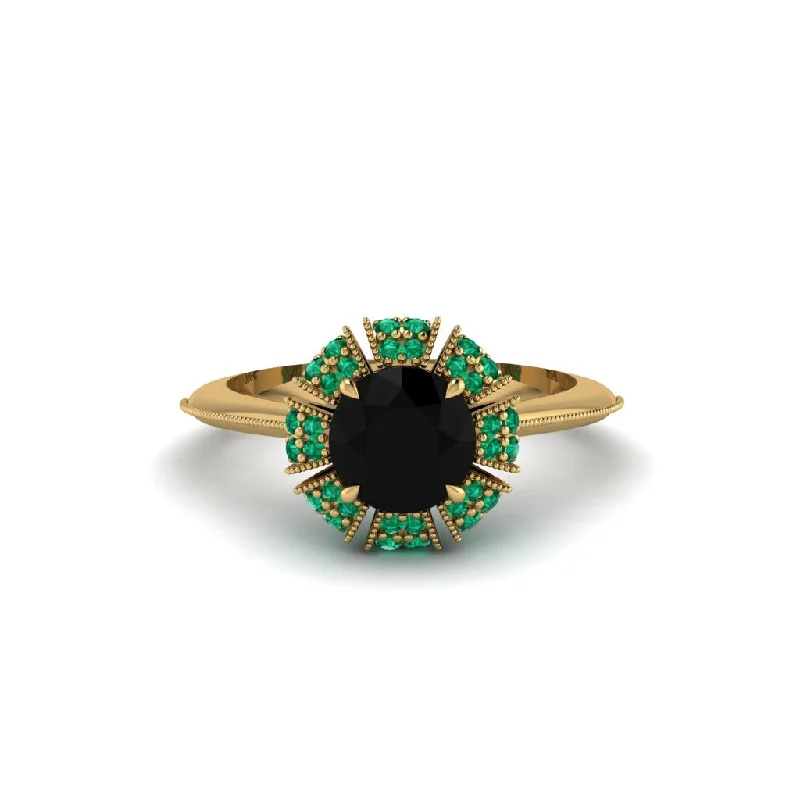 Ladies engagement rings Asian flair-Emerald Crown Halo Engagement Ring - Annie No. 22