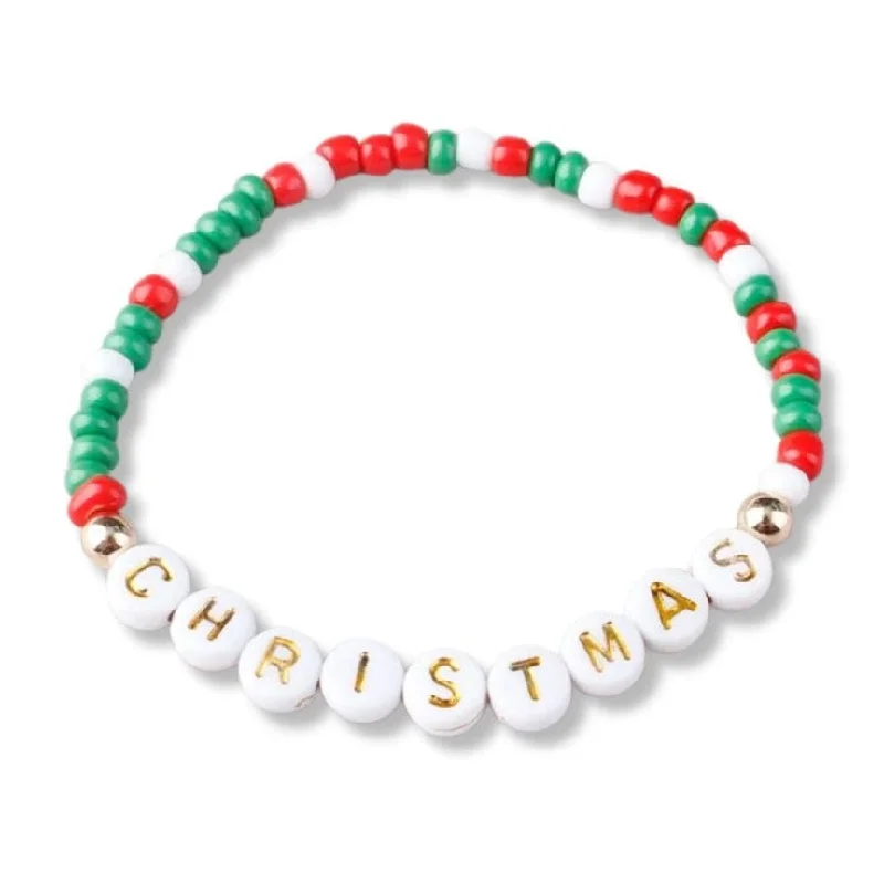 Ladies bracelets celebrity styles-Christmas Holiday Beaded Friendship Stretch Bracelets