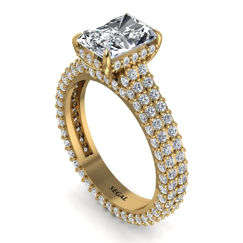 Ladies engagement rings worldwide appeal-Radiant Cut Diamond Pave Engagement Ring - Kenzie No. 1