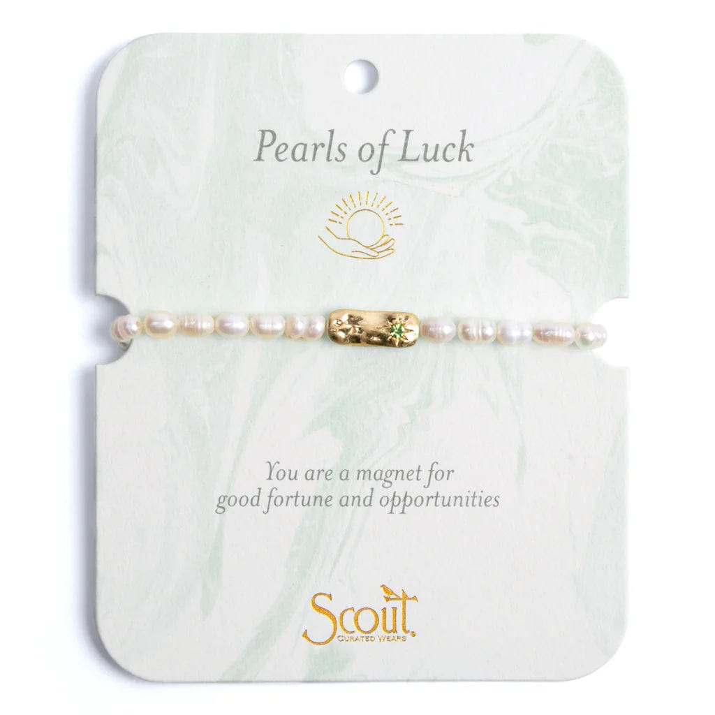 Ladies bracelets floral designs-Pearls of Luck Affirmation Bracelet in Gold