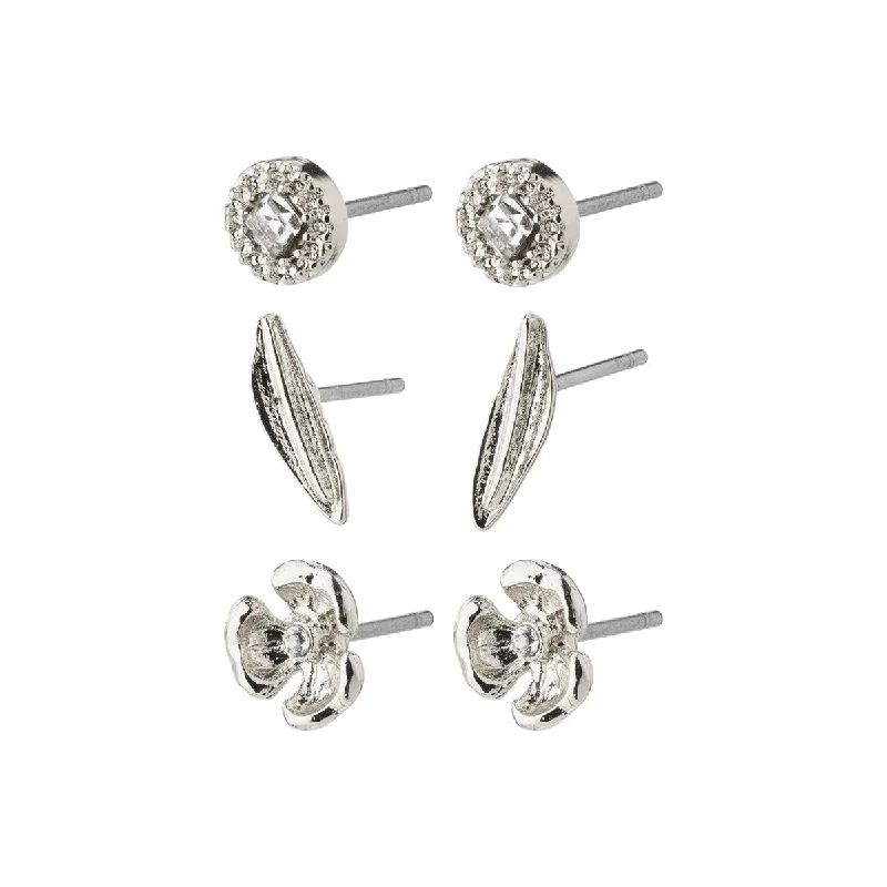 Ladies rings mature styles-Echo Silver Plated Crystal Earring Set