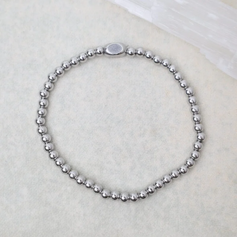 Ladies bracelets casual vibes-4mm Plain Ball Bracelet in Stainless Steel