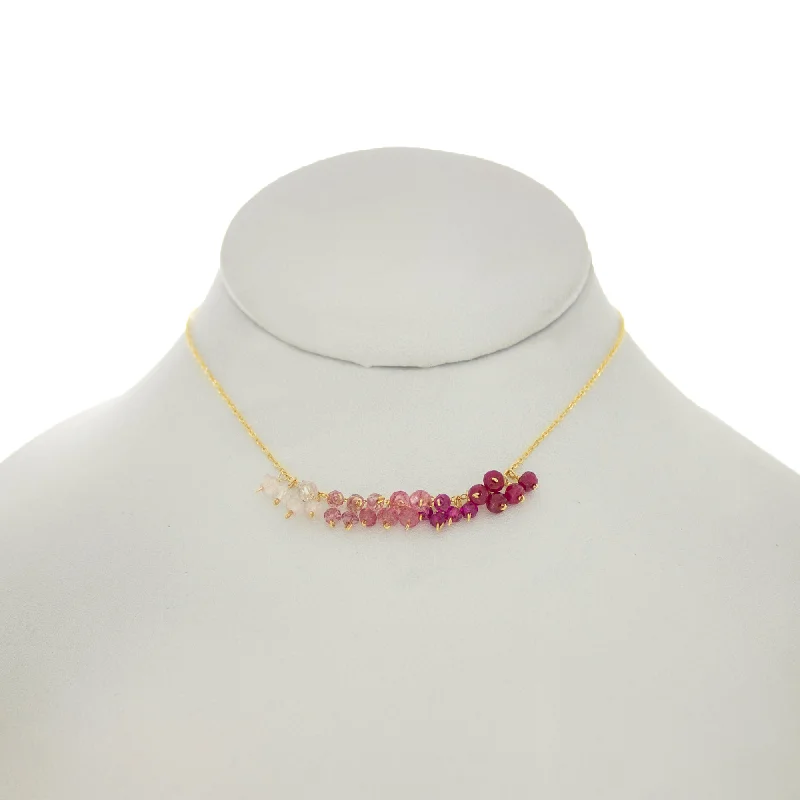 French Pink - Rubies, Fuschia Quartz, Pink Topaz, Pink Tourmaline, Rose Quartz Dangle Necklace