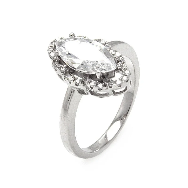 Ladies rings modern styles-Silver 925 Rhodium Plated Micro Pave Clear CZ Marquise Ring - ACR00060