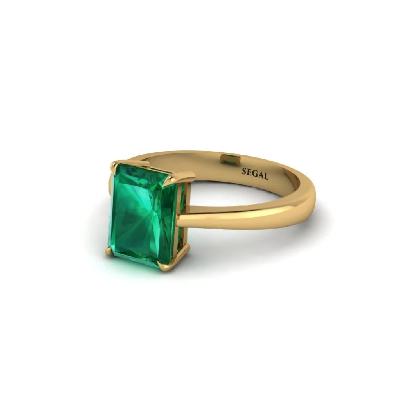 Ladies engagement rings eco-friendly-Emerald Cut Emerald 14K Gold Engagement Ring - Heidi No. 4