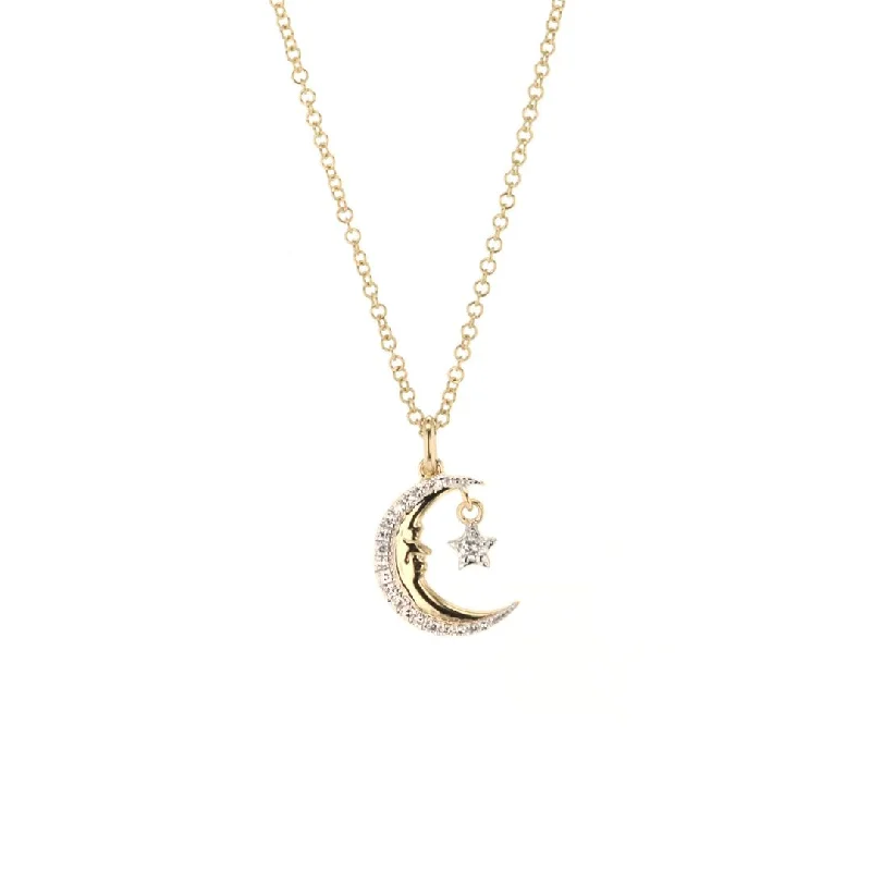 0.07 ctw Diamond Moon & Star Necklace