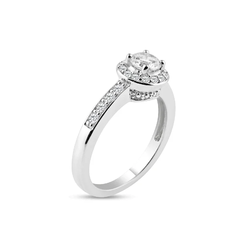 Ladies rings worldwide styles-Silver 925 Rhodium Plated Pave Clear Cluster CZ Ring - ACR00012