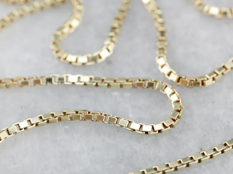 Yellow Gold Box Chain Necklace