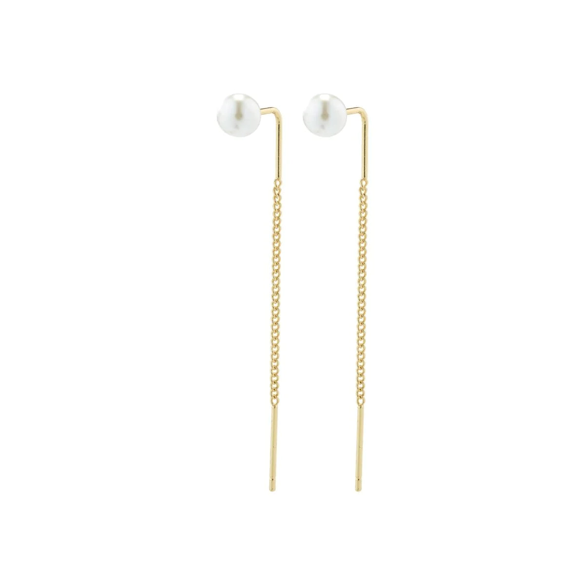 Ladies rings minimalist charm-Elba Gold Plated Pull Through Pearl Earrings