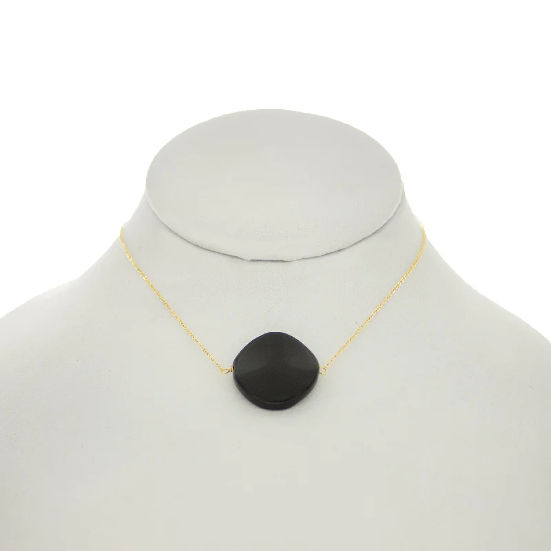 Shades of Blues/Black - Black Onyx Disc Necklace