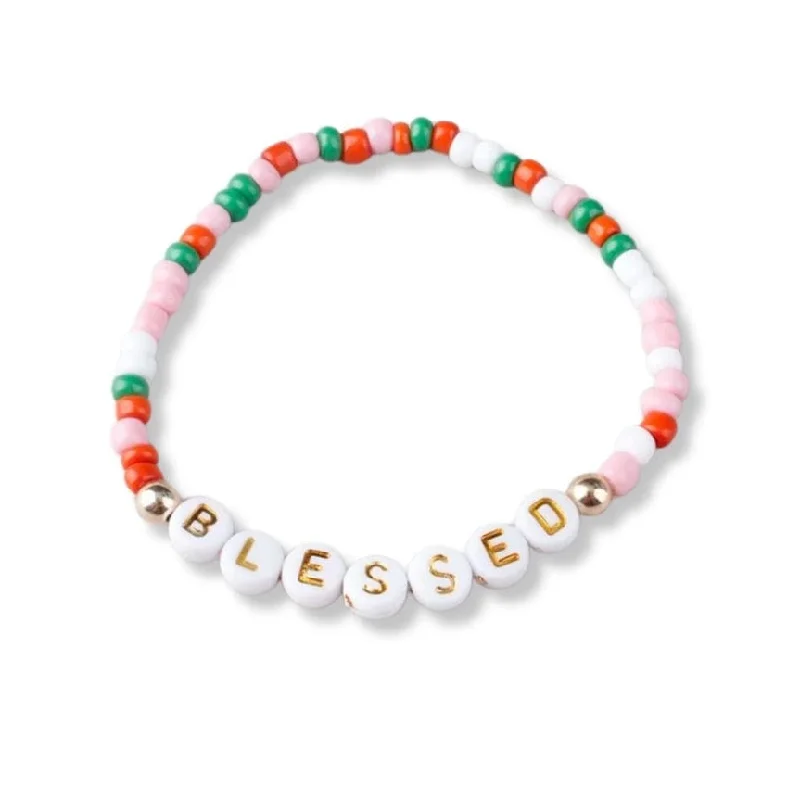 Ladies bracelets buying advice-Blessed  Holiday Beaded Friendship Stretch Bracelets