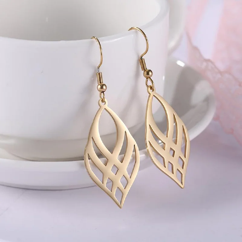 Ladies rings birthday surprises-Stainless Steel Geometric Drop Earrings